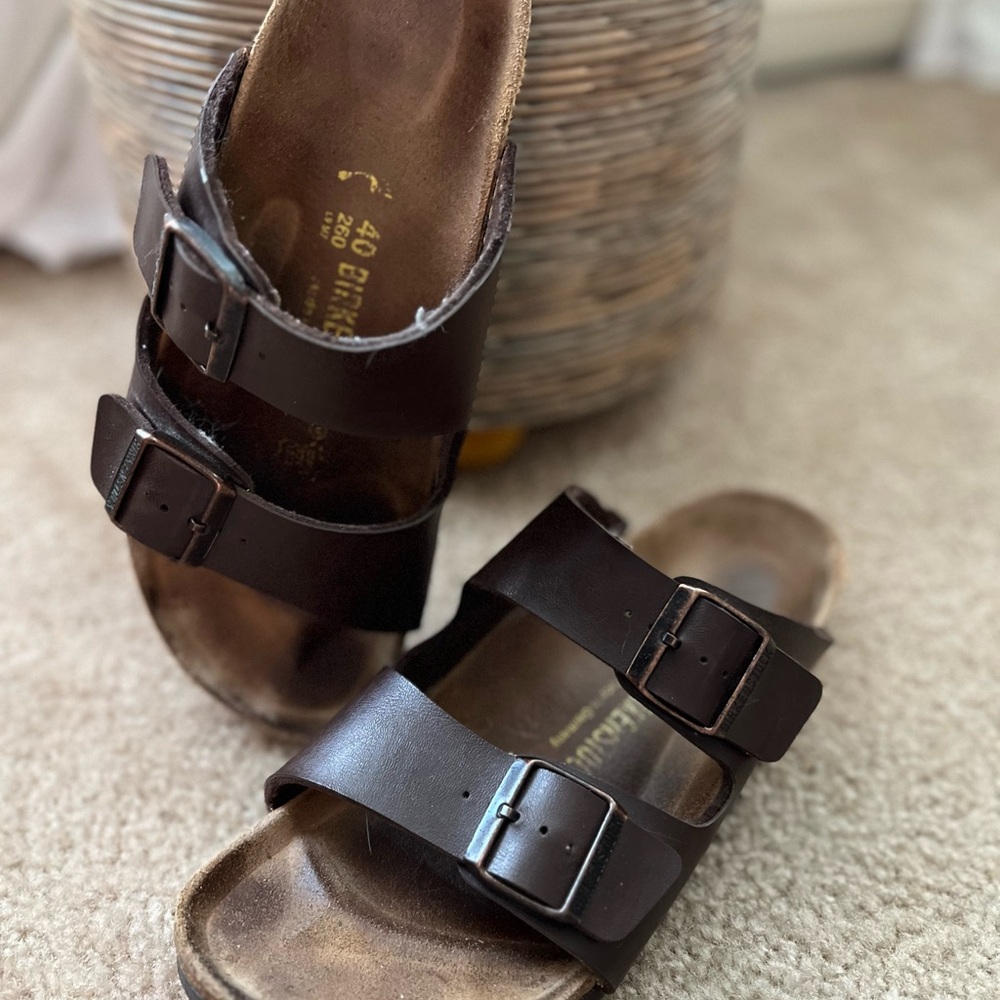 Brown Leather Double Strap Sandals